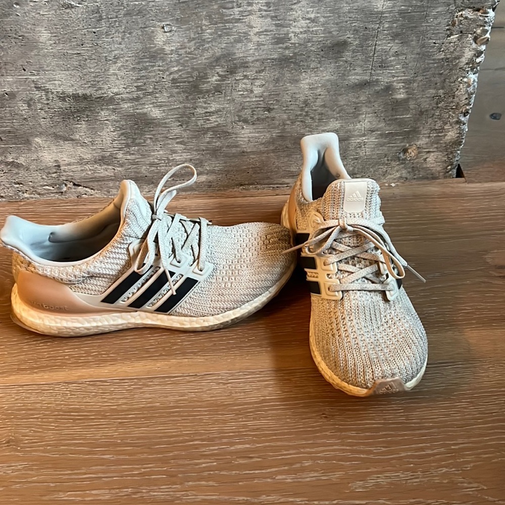 adidas Beige and Black Athletic Shoes